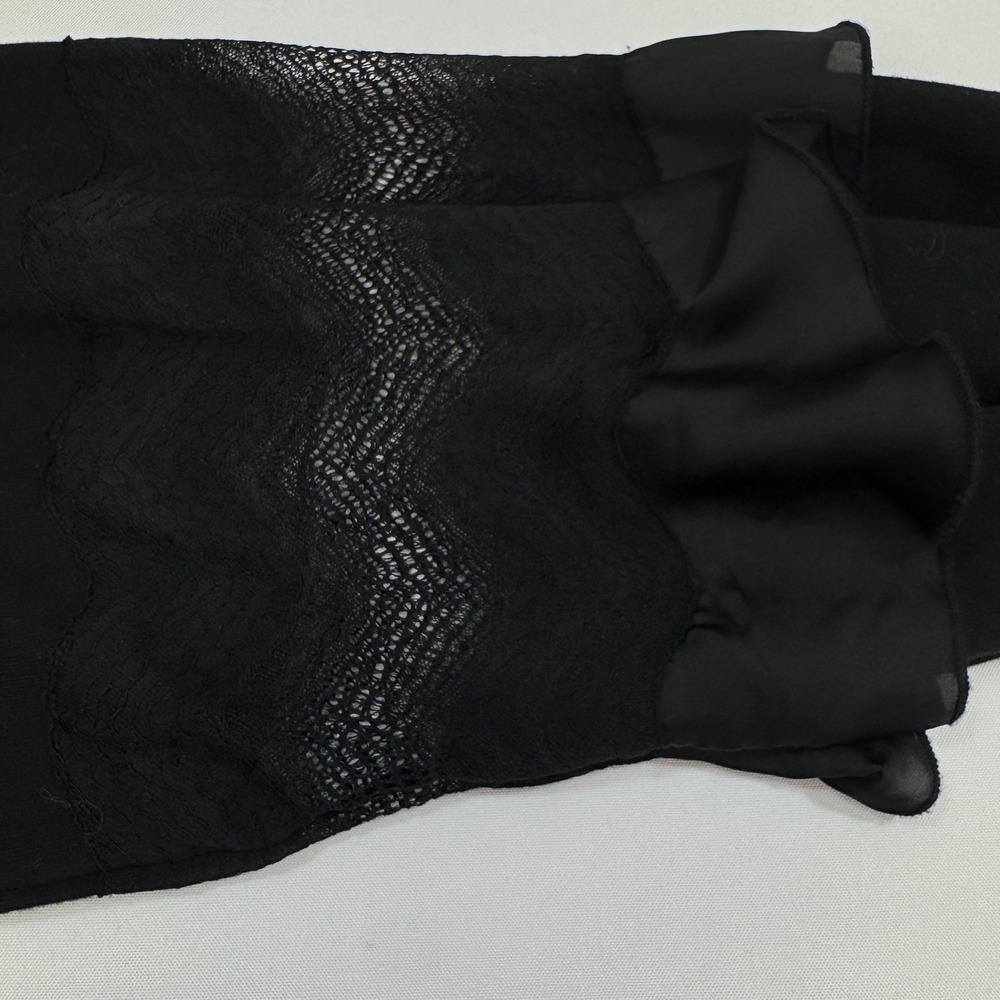 NWOT AllSaints Black Organic Cotton Gracie Sweatshirt Lace Ruffle Sleeve Large - Picture 14 of 15